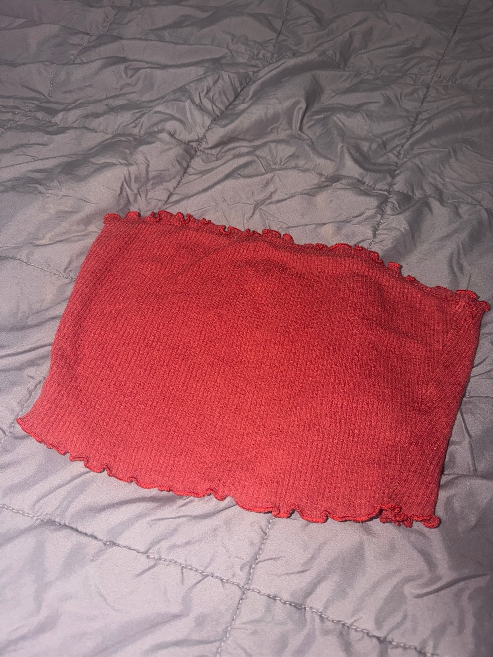 Red Ribbed Tube Top - Picture 2 of 3